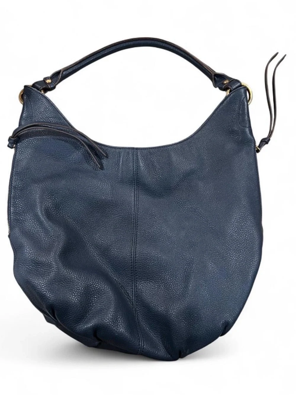 Silpada Navy Genuine Leather Hobo Bag Fuchsia Lining